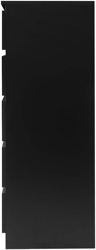 Tall 5 Drawer Chest Black Storage Unit Bedroom Cabinet Slim Modern Design