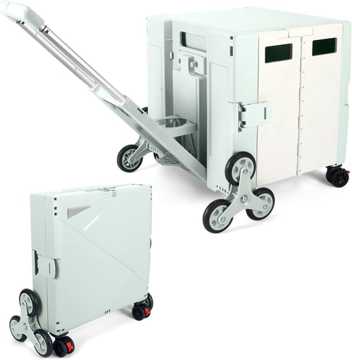 Folding Shopping Trolley with Stair Climbing Wheels 76L Heavy Utility Cart