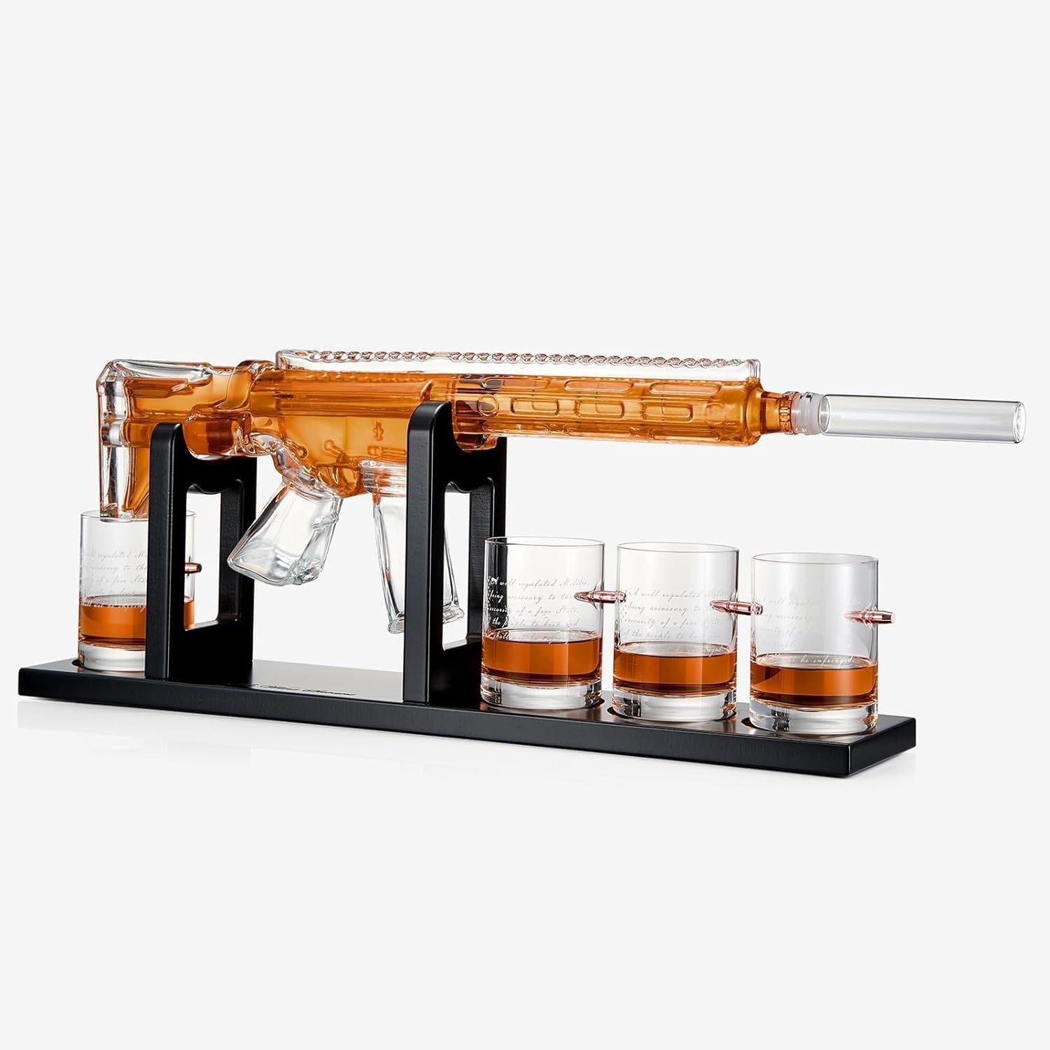 AR15 Style Whiskey Decanter Set with Glasses 1000ml Military Bar Gift