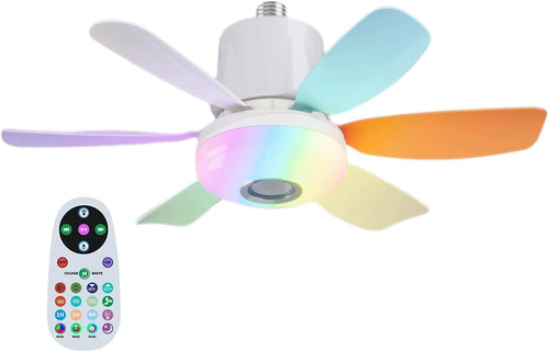 Lruvaqi 32W RGB Ceiling Fan Light, Dimmable LED, Bluetooth Music – Colorful