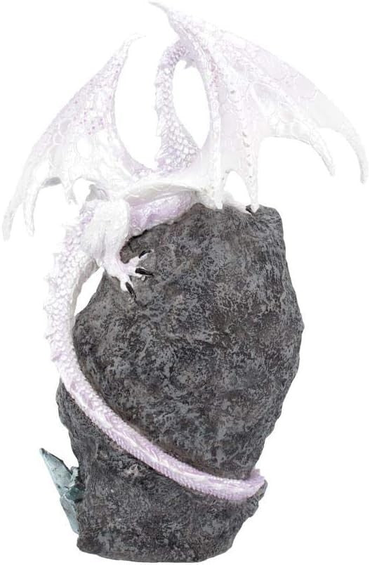 White Dragon Geode Figurine 22cm Crystal Cave Resin Ornament Fantasy Decor Gift