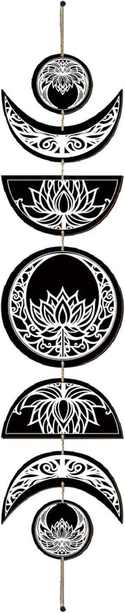 Boho 7PCS Moon Phase Wall Decor Wooden Hanging 31x6.2in