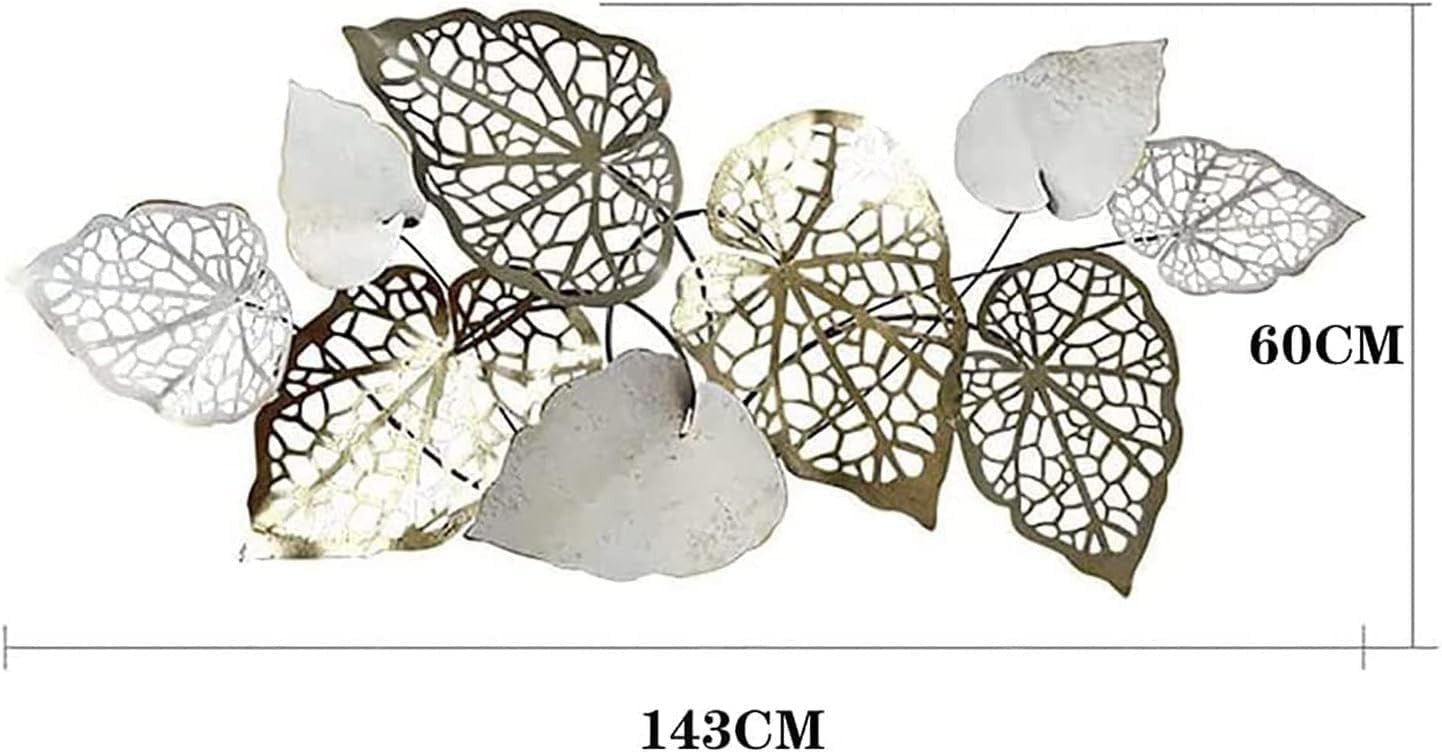 Large 3D Metal Leaf Wall Art Gold Iron Sculpture 143cm