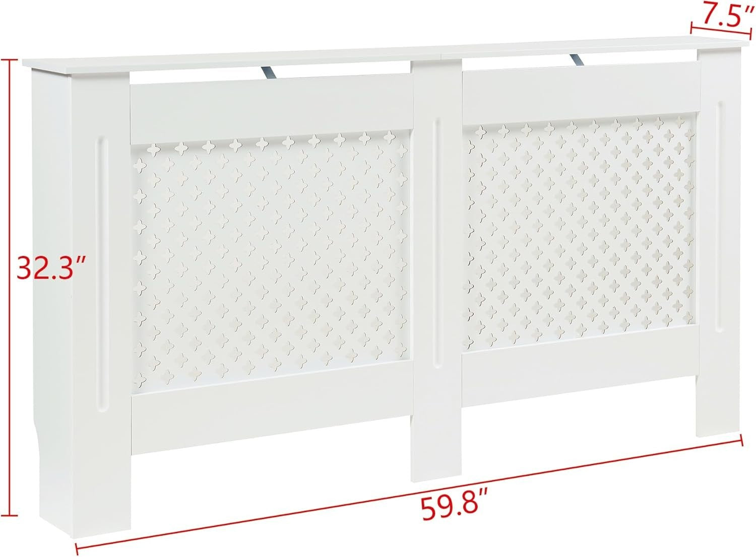 Modern White Radiator Cover MDF Wall Cabinet Large | Diamond Design