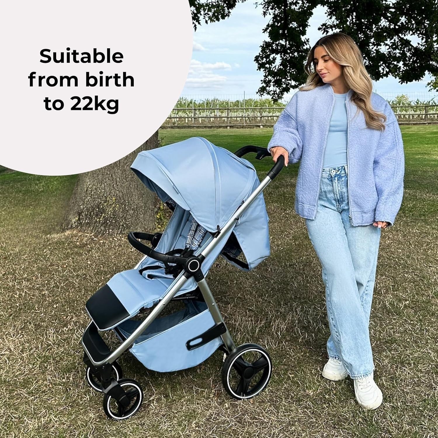 Lightweight Baby Pushchair Stroller From Birth to 22kg Compact XL Canopy