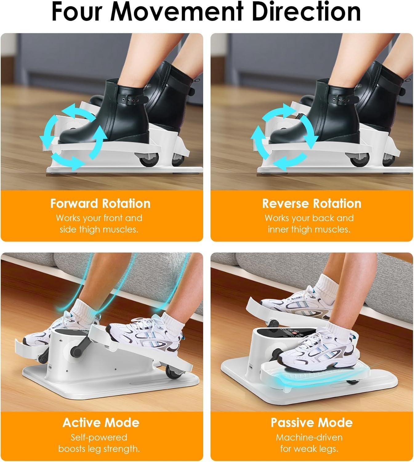 Under Desk Elliptical Electric Quiet Seated Pedal Exerciser Remote
