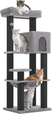 Large Cat Tree Tower 147cm Multi Level Thick Scratching Hammock Condo