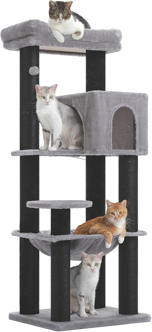 Large Cat Tree Tower 147cm Multi Level Thick Scratching Hammock Condo