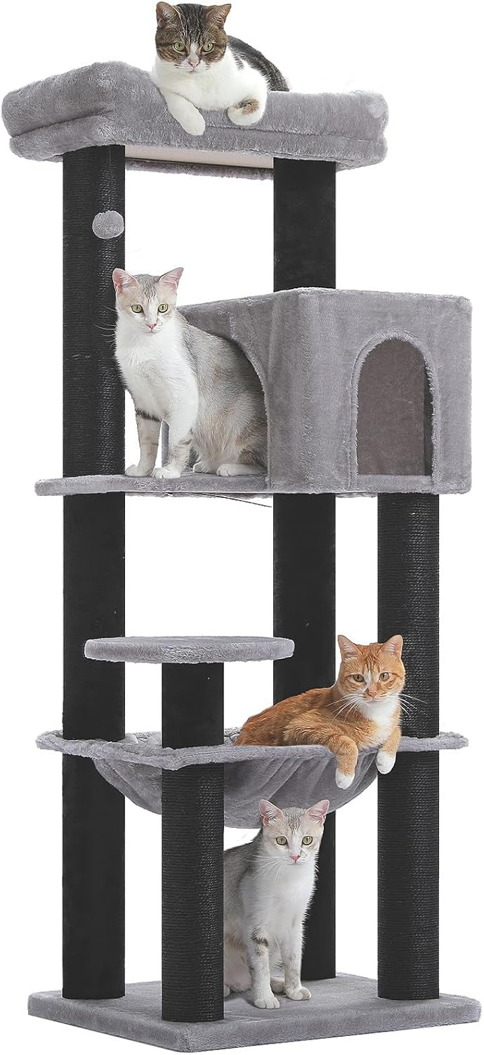 Large Cat Tree Tower 147cm Multi Level Thick Scratching Hammock Condo
