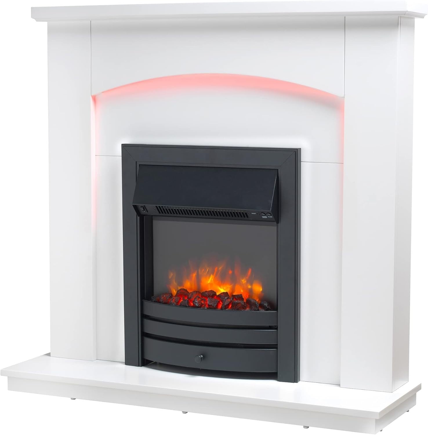 42” Electric Fireplace Suite MDF Surround Log Flame Heater Remote Timer
