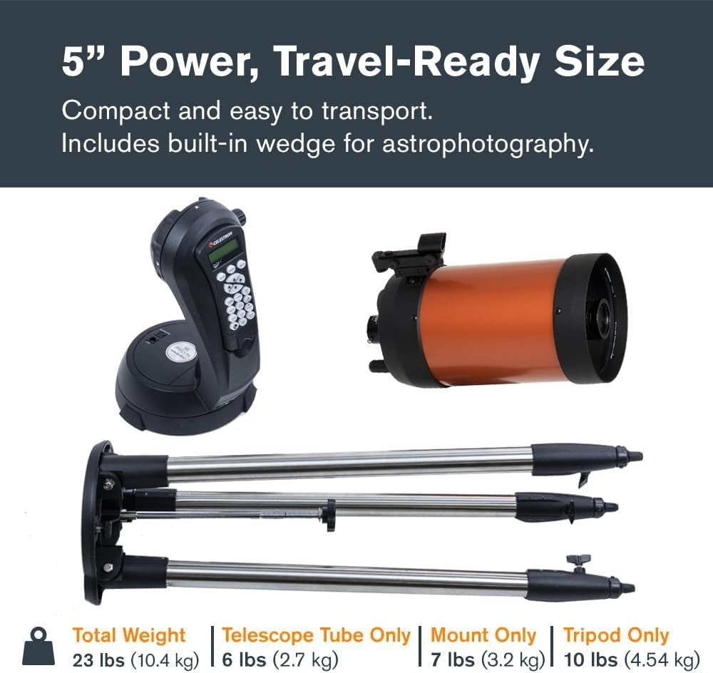 5SE 127mm SCT Telescope with GoTo Mount and Tripod-Orange