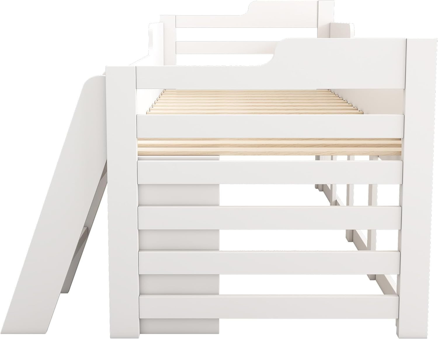 Kids White Cabin Bed with Storage Drawers Shelves | 3FT Single 190x90cm