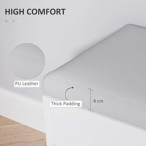 Modern Shoe Storage Bench with Cushion Seat & Hidden Compartment – Cream White