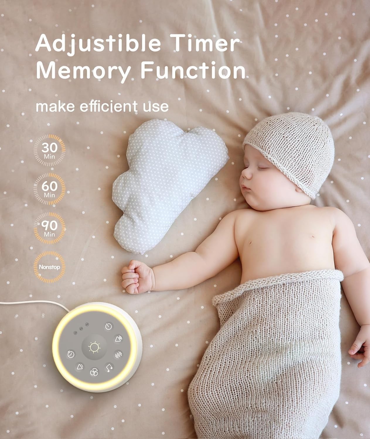 White Noise Machine for Baby & Adult, 24 Nature Sounds, Night Light