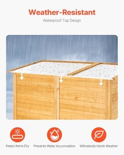 Wooden Outdoor Storage Shed 55"x67.5" Lockable Tool Cabinet Waterproof