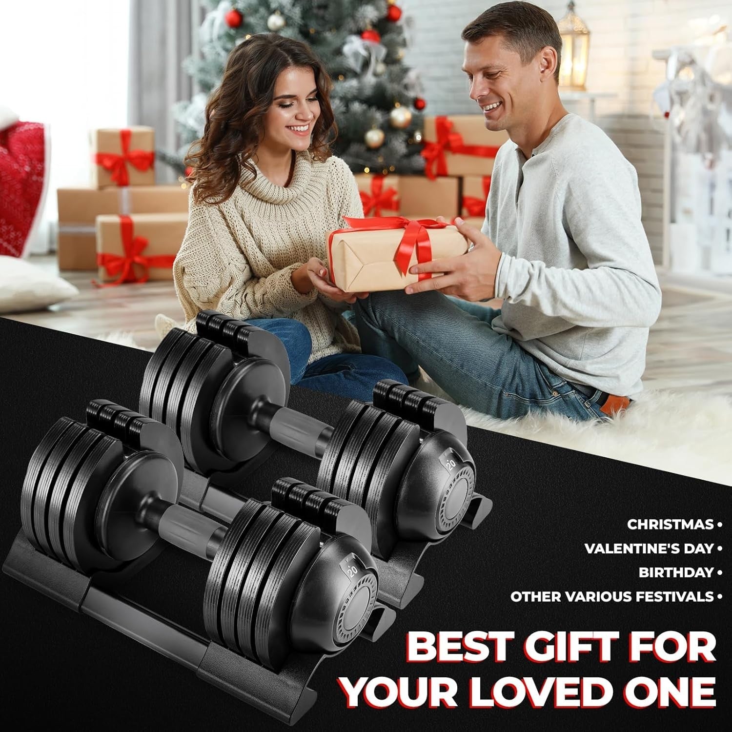 20kg Adjustable Dumbbell Single 5-in-1 Quick Change Non-Slip Home Gym