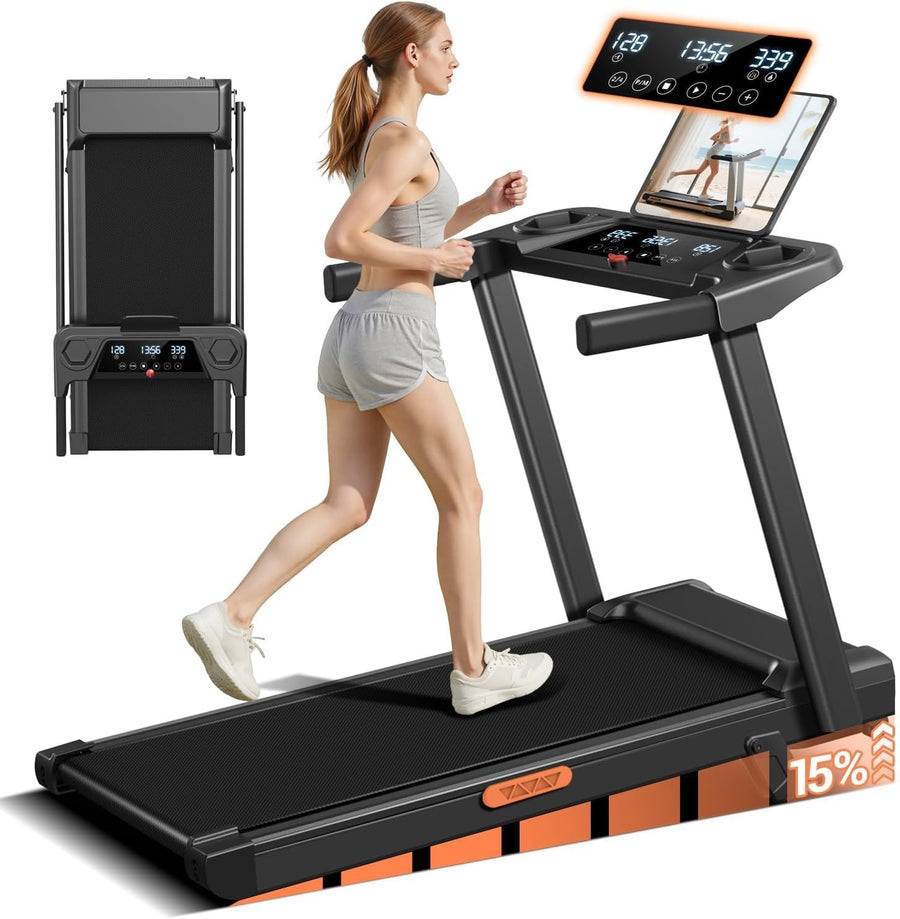 3.0HP Folding Treadmill 12KM/H 15% Incline Walking Pad Home Office