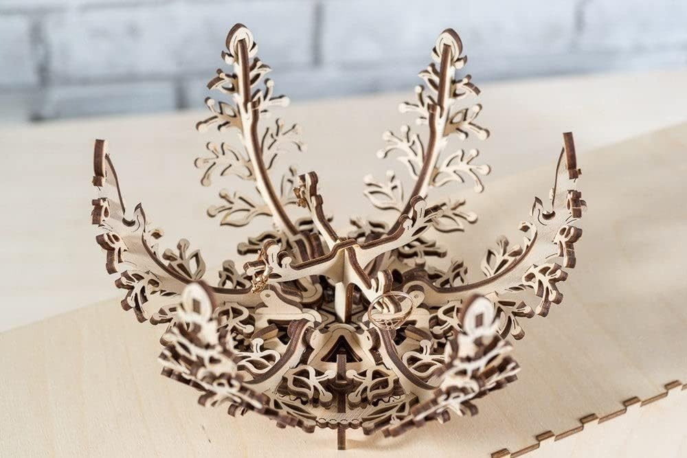 3D Wooden Mechanical Flower Puzzle with Moving Ballerina & Display Stand