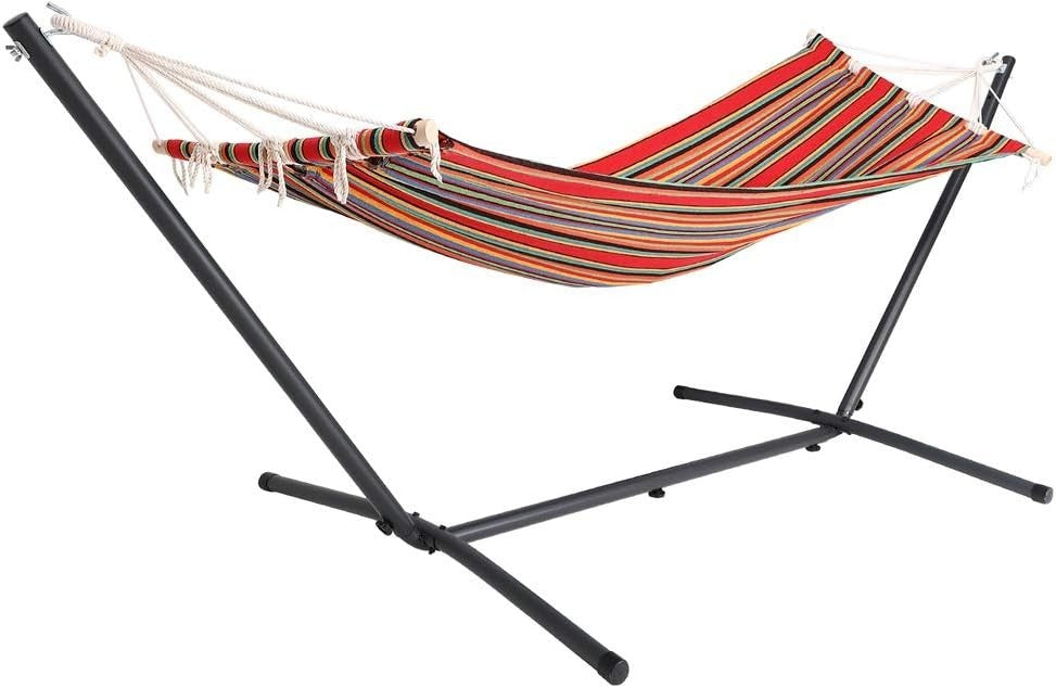 Red Hammock with Metal Stand | 100kg Capacity | 200x80cm Outdoor Swing Seat