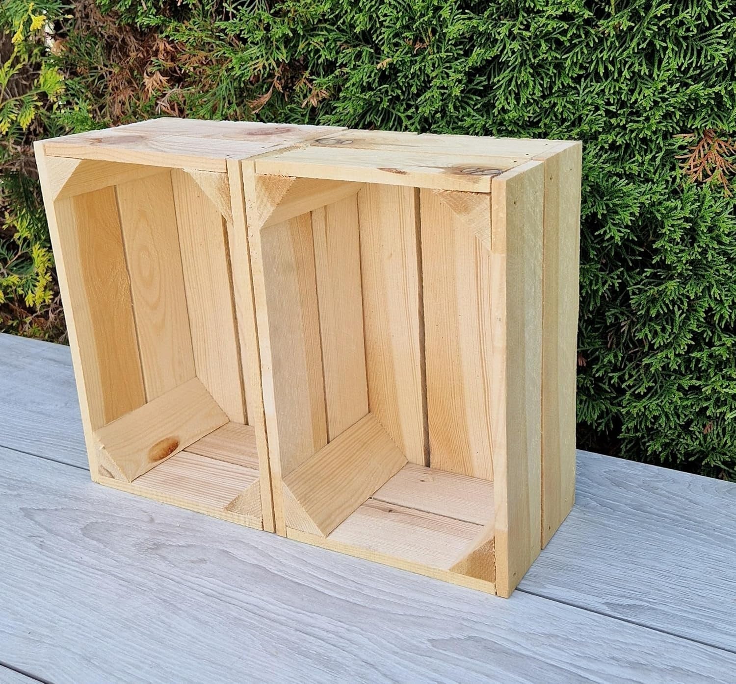 2-Piece Natural Wood Storage Crates Organizer 30x20x15cm Durable