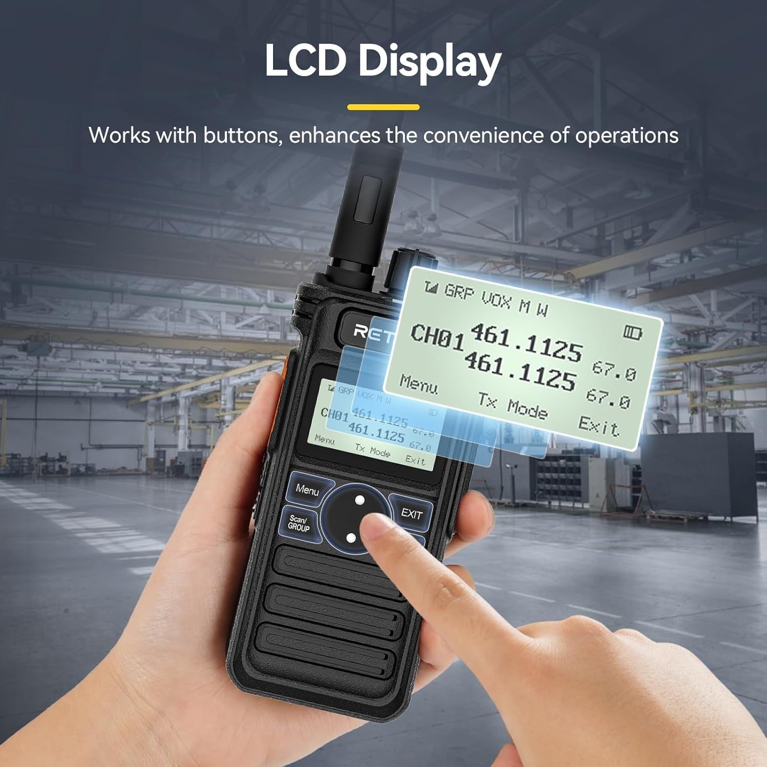 Long Range Walkie Talkies 3 Pack 2600mAh USB-C LCD Group Call Earpiece