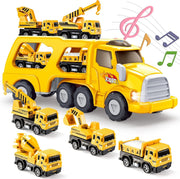 Construction Toy Truck Set for Boys Age 2-6, 5-in-1 Digger Vehicle Gift