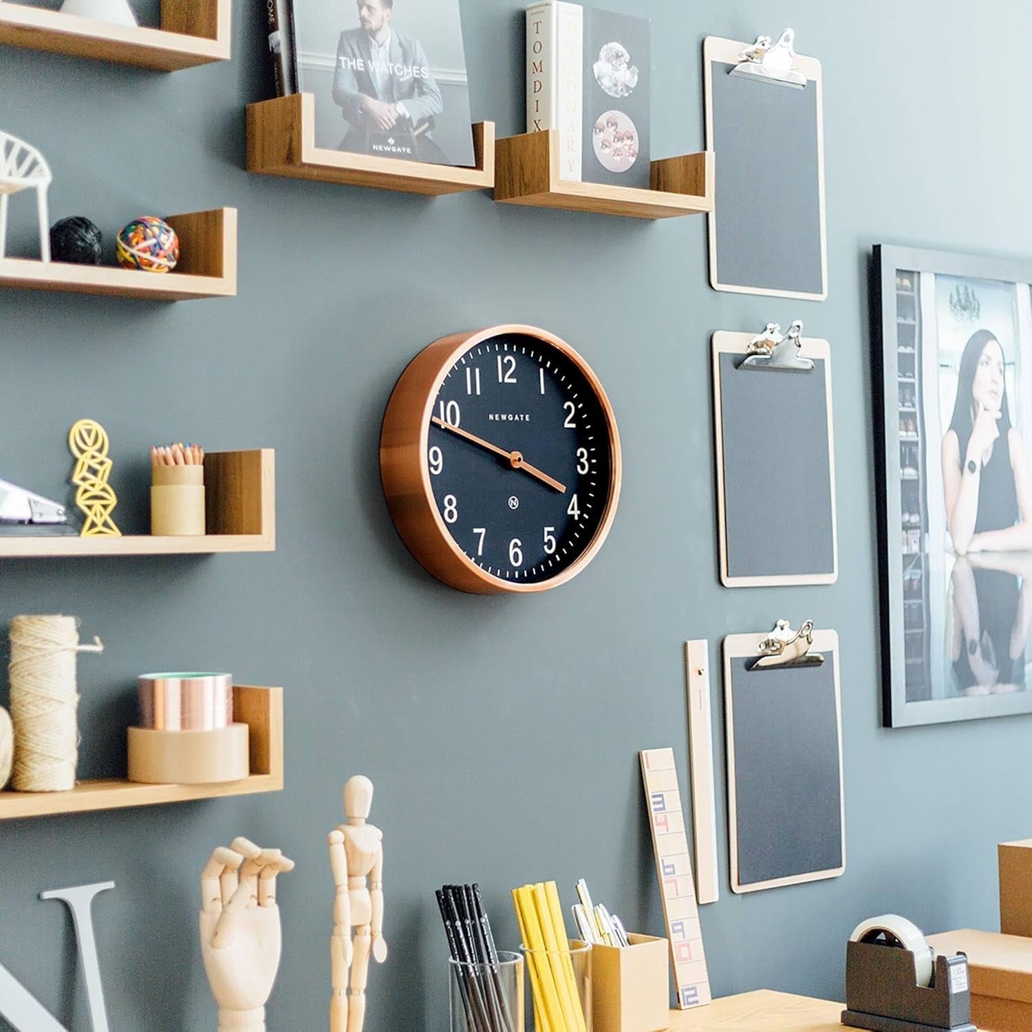 30cm Silent Wall Clock Copper Finish Modern Retro Office Kitchen Decor