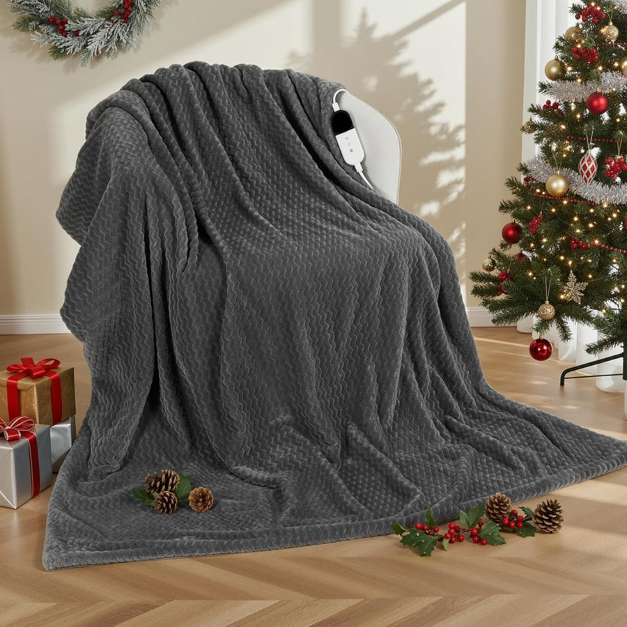 Electric Heated Throw Blanket 6 Heat Settings Auto Off Washable 130x180cm
