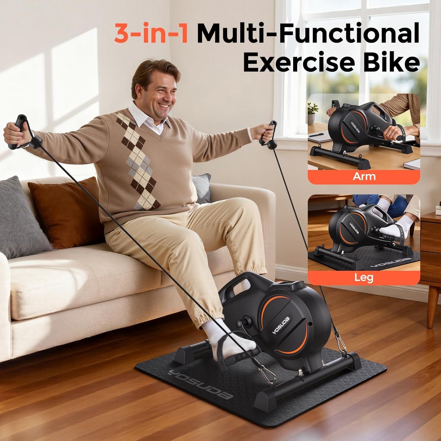 Under Desk Exercise Bike Mini Pedal Exerciser Quiet Magnetic LCD