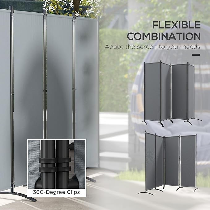 4 Panel Outdoor Folding Privacy Screen – Freestanding Garden Divider for Patio