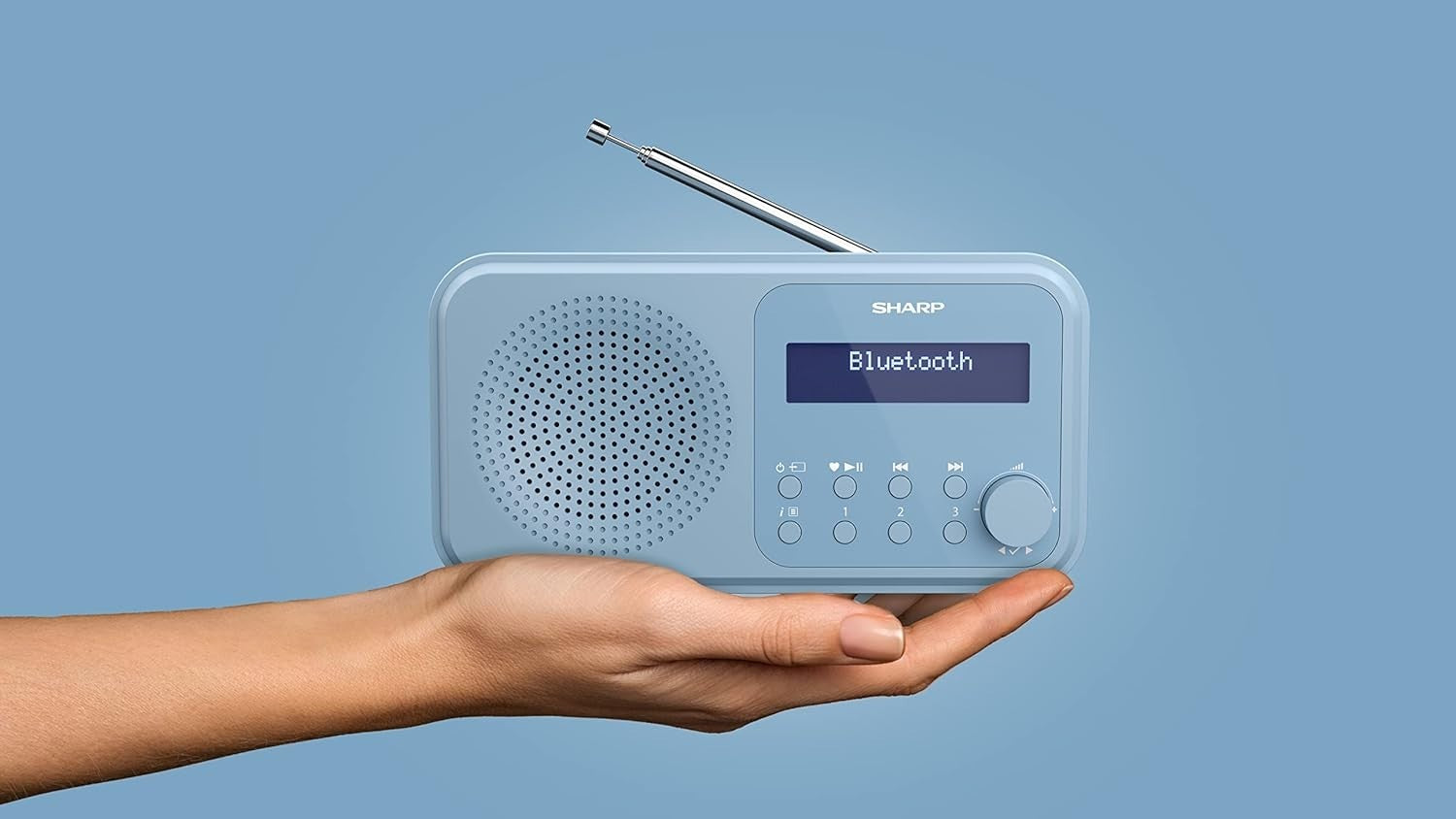 Portable DAB+/FM Digital Radio Bluetooth 5.0 Dual Alarm USB Steel Blue