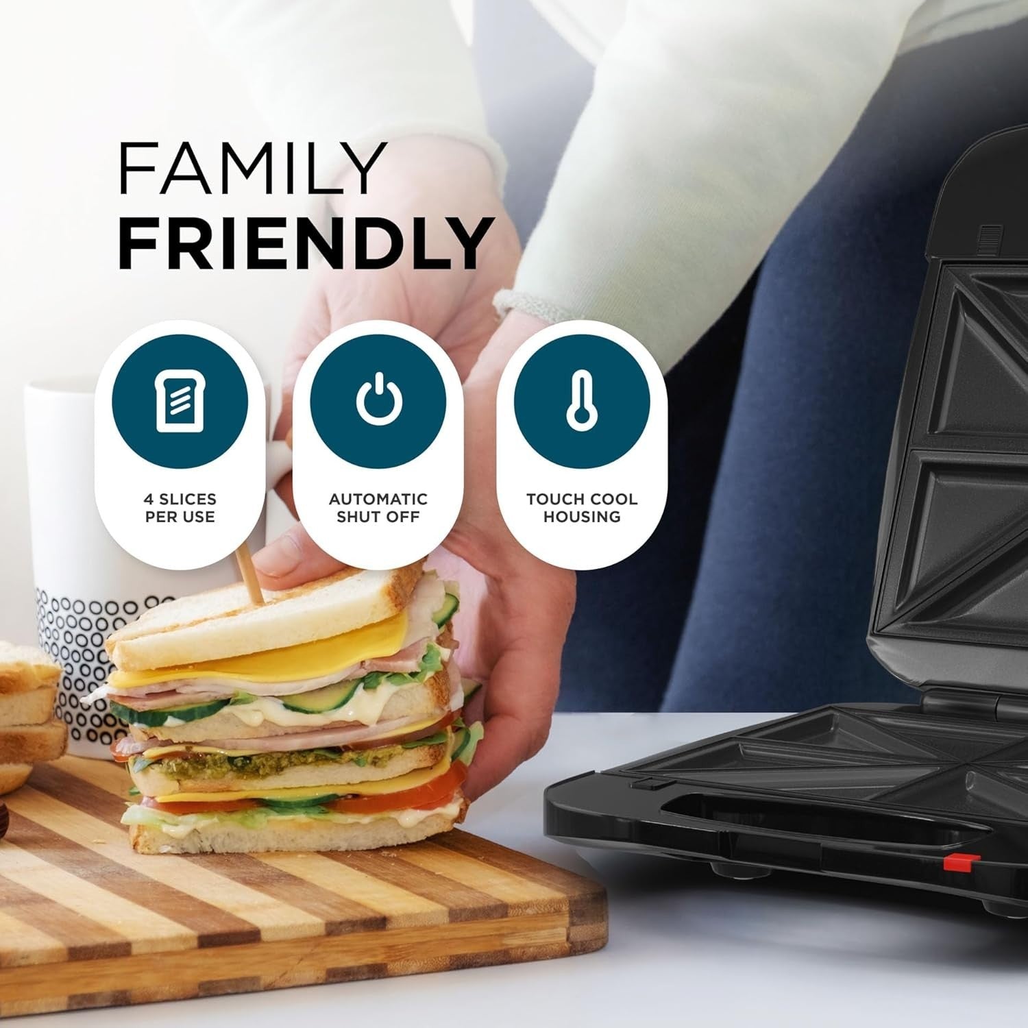 3-in-1 Toastie Maker Waffle Panini Grill 1200W Removable Plates