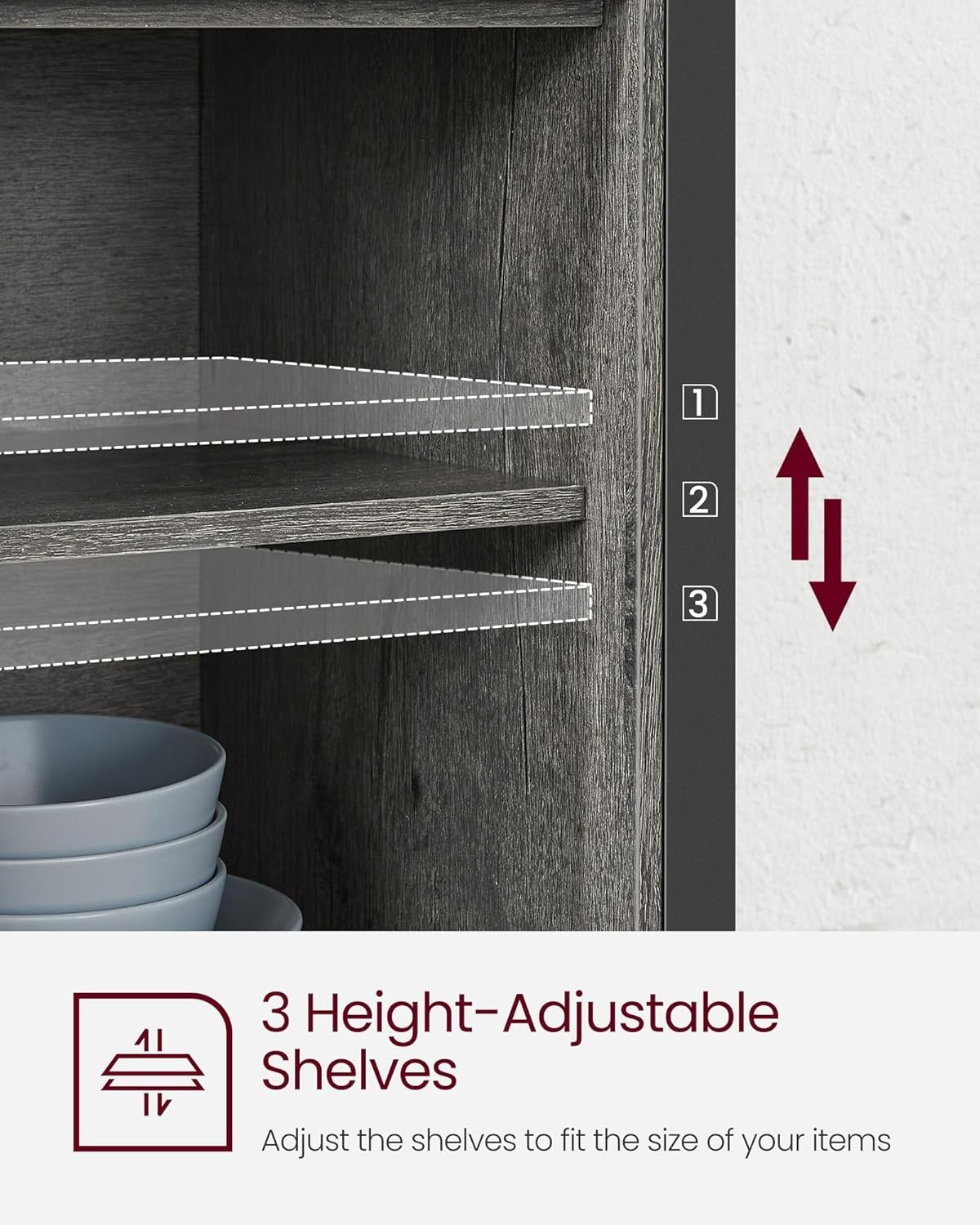 Charcoal Grey Industrial Sideboard Sliding Door Storage Cabinet