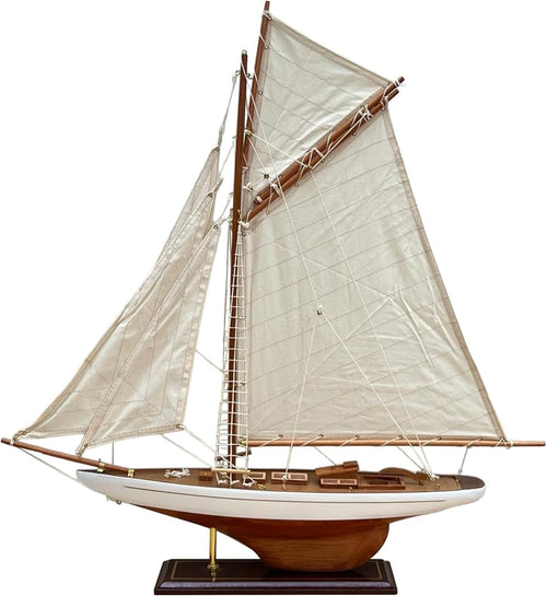 Lulworth Wooden Yacht Model 72cm | Fully Rigged Sailboat Decor | Classic