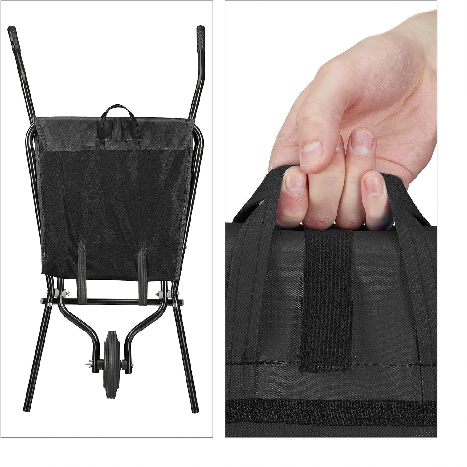 46L Folding Wheelbarrow Black – Compact Steel Frame, Rubber Tyres, Easy Storage