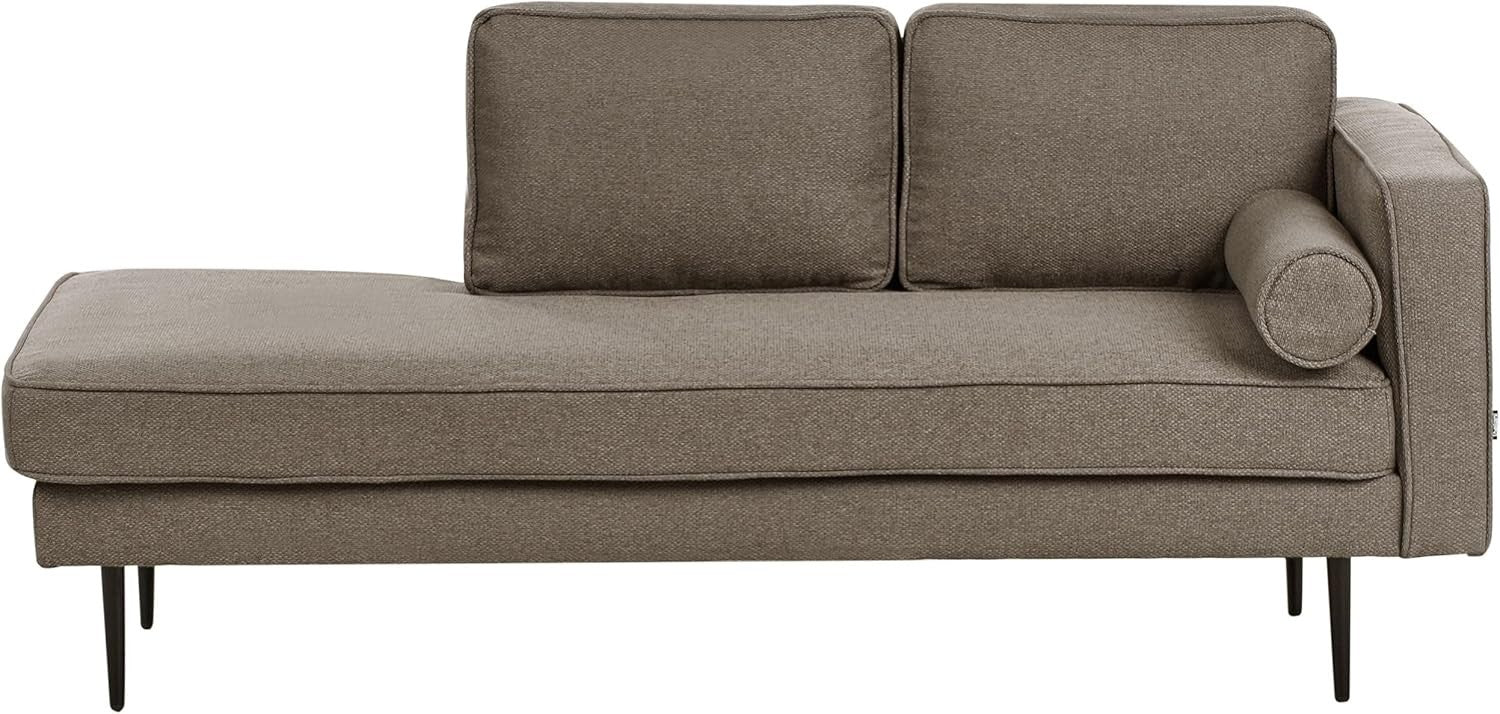 Brown Chaise Lounge Sofa Right-Hand | Bolster Cushion Modern Metal Legs