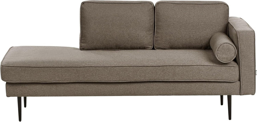Brown Chaise Lounge Sofa Right-Hand | Bolster Cushion Modern Metal Legs