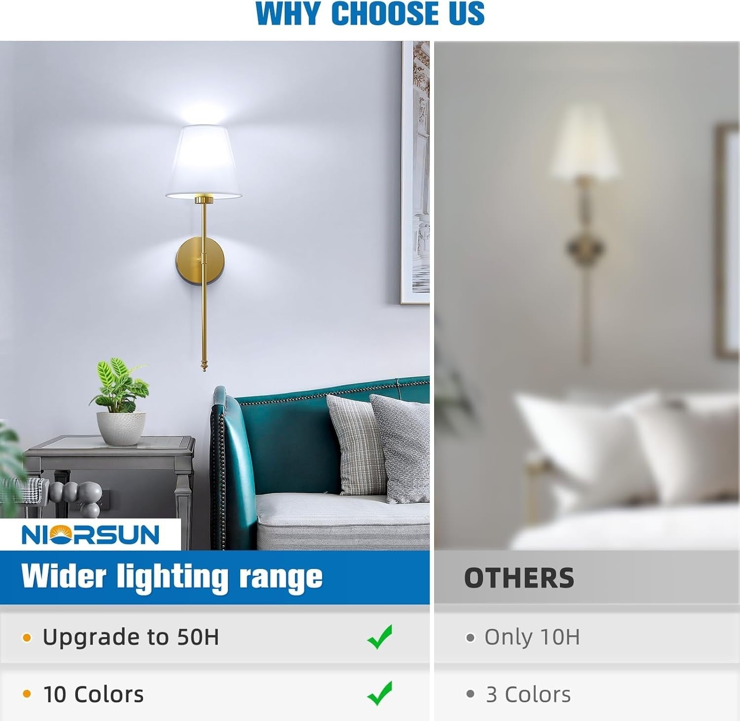 Battery Wall Sconce Gold 24in | Dimmable, Rechargeable, No Wiring