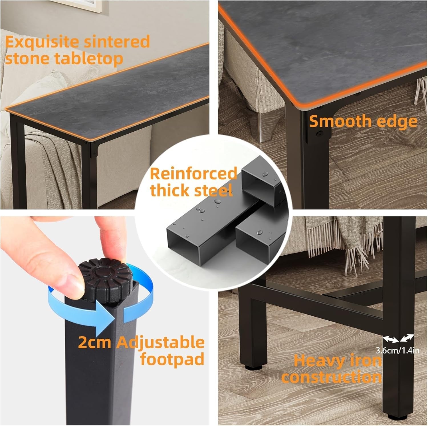 120cm Sintered Stone Bar Table High Counter Dining Table Bar for Kitchen Home