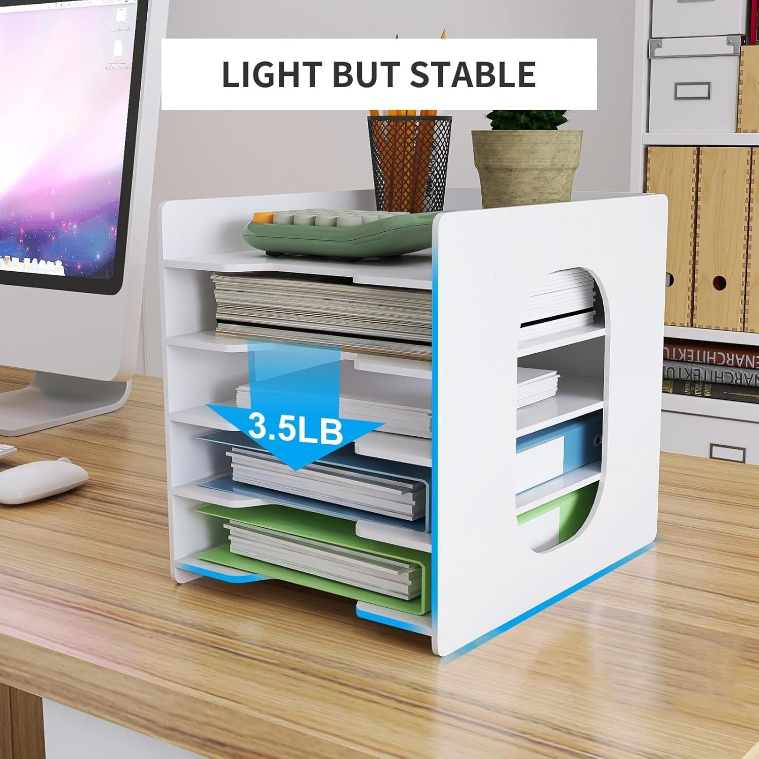 5-Tier Desktop Paper Organizer File Holder A4 Document Storage Tray