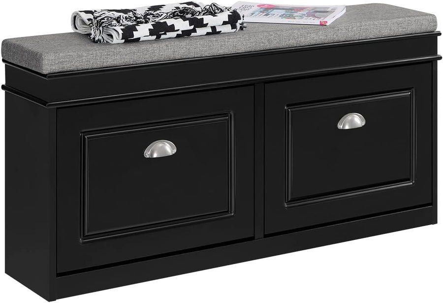 Stylish Shoe Storage Bench with Flip-Drawers & Cushion Seat – Compact Hallway Or