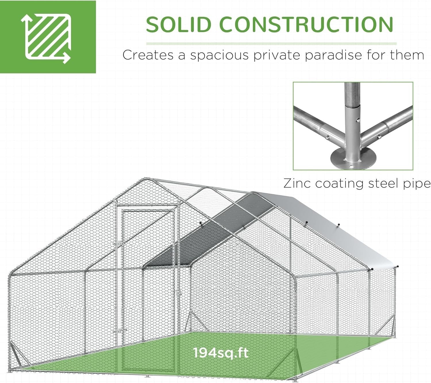 Extra Large Walk In Chicken Run Galvanised Outdoor Enclosure 12–18 Hens