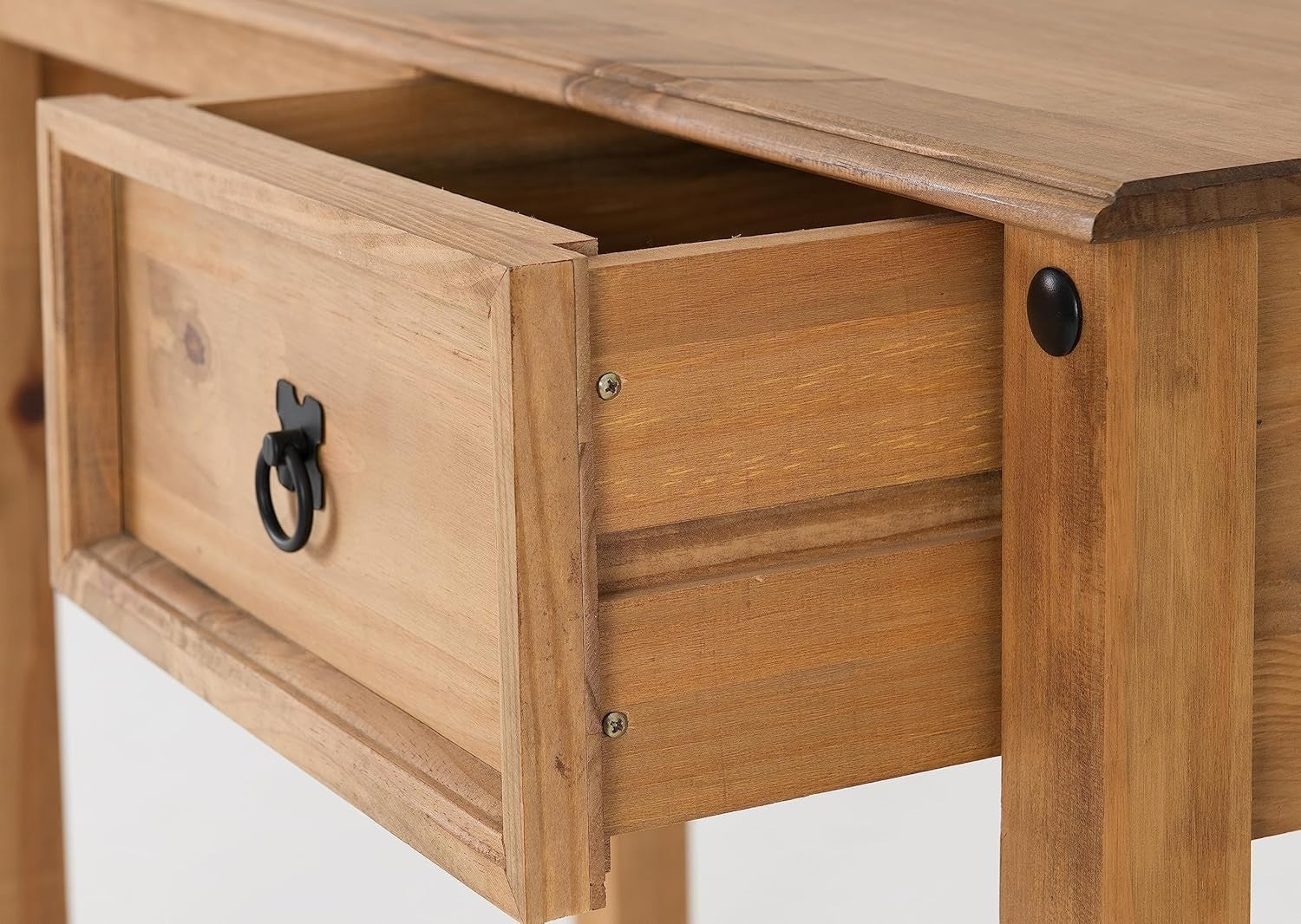 Rustic Pine Study Desk 107cm with Drawer Distressed Wax Finish Office Table