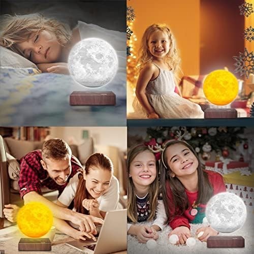 Lacquered Levitating Moon Lamp 3-Color Floating LED Light with Touch Control