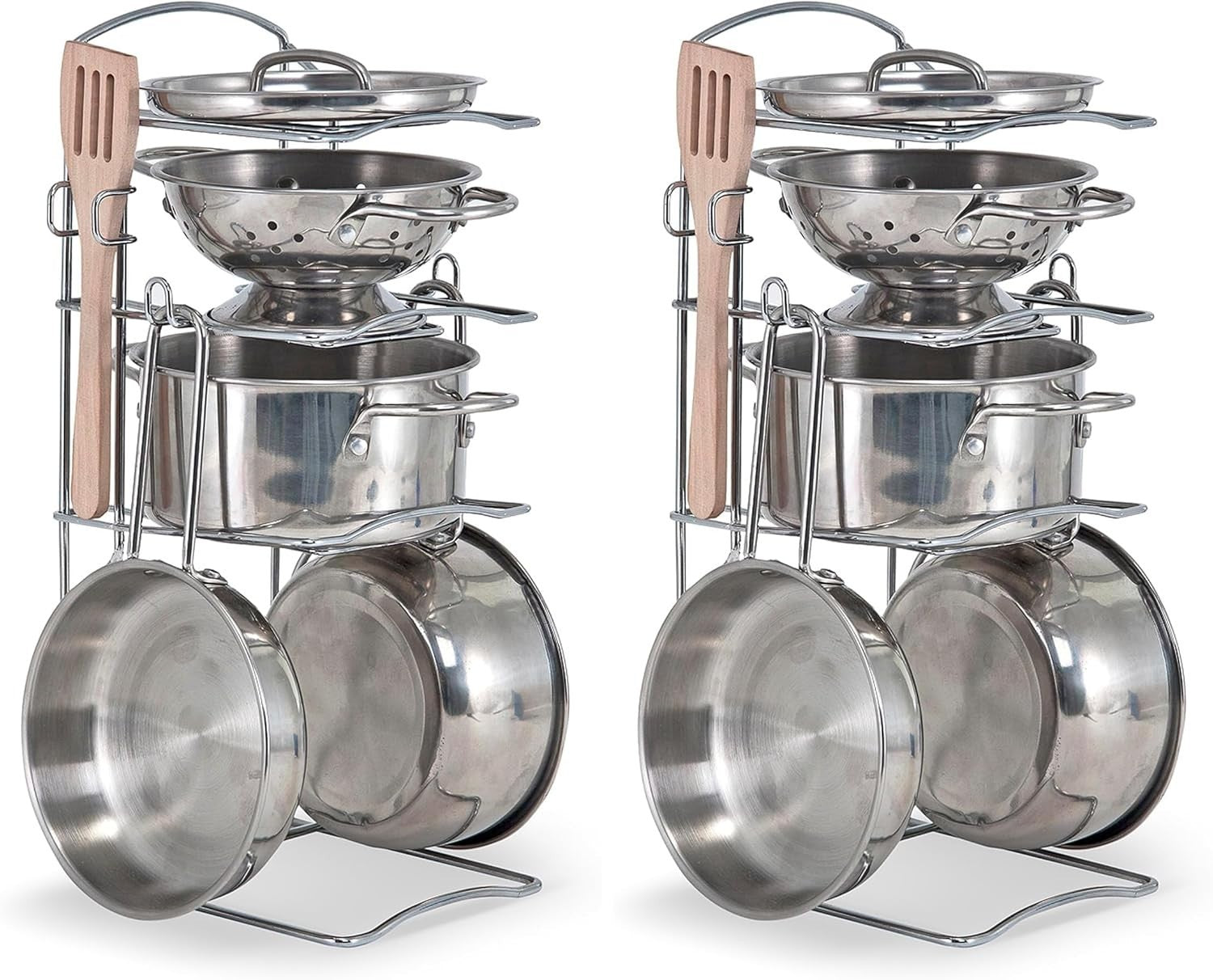 Kids Stainless Steel Pots Pans Play Kitchen Accessories Cooking Set