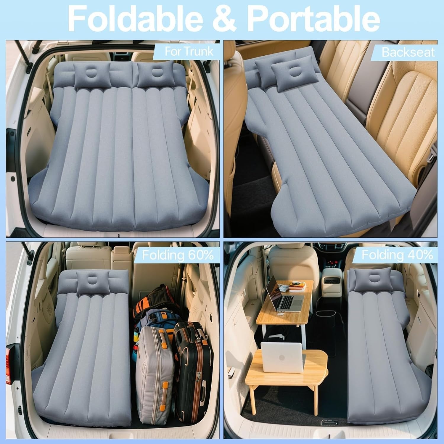Car Air Mattress Tesla Model Y SUV Inflatable Camping Bed Double Grey