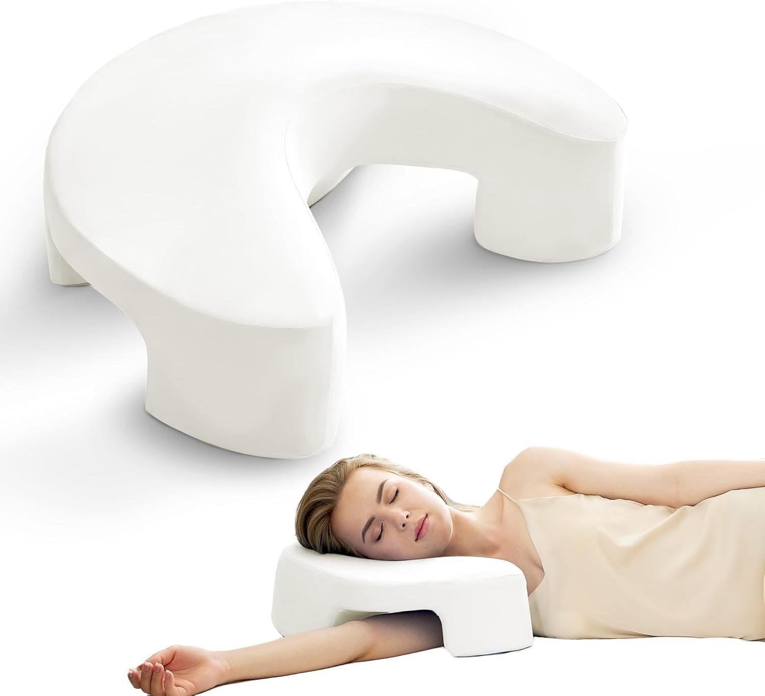 Ergonomic Side Sleeper Pillow with Arm Hole Memory Foam Neck Support