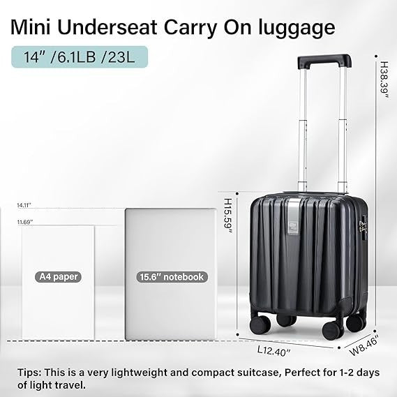 24” Expandable Checked Hard Shell Suitcase Lightweight Spinner Lock