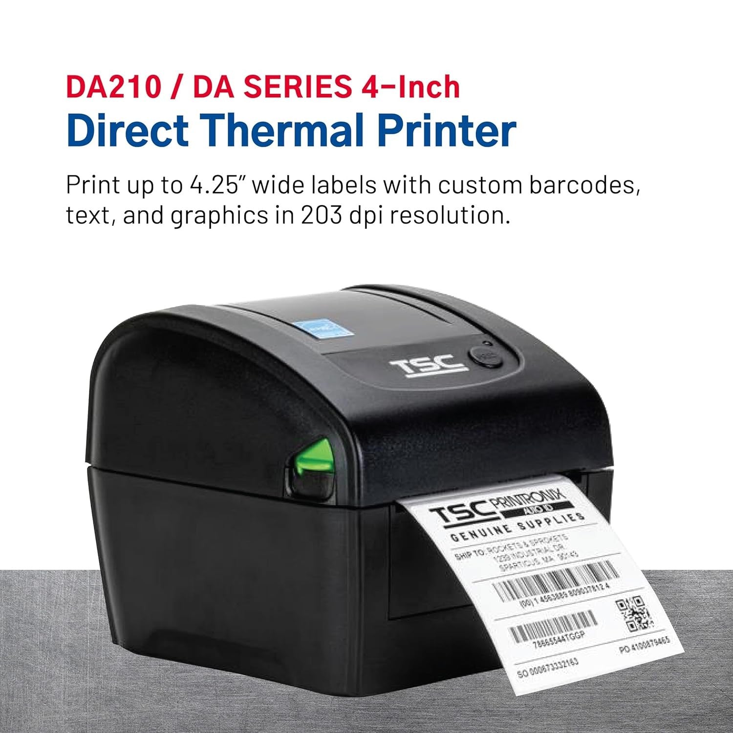 DA210 Desktop Thermal Label Printer – 4.25" 203 DPI USB 2.0