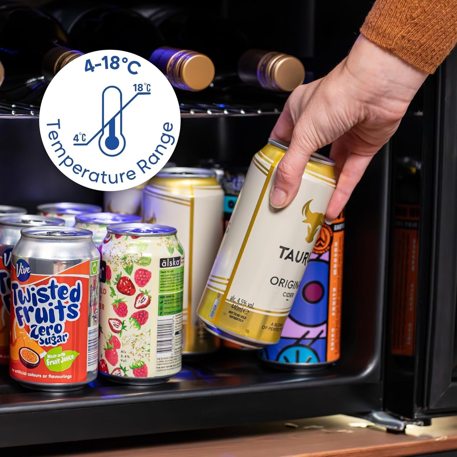 Wine Cooler Fridge 12 Bottle Undercounter Beverage Drinks Fridge LED Glass